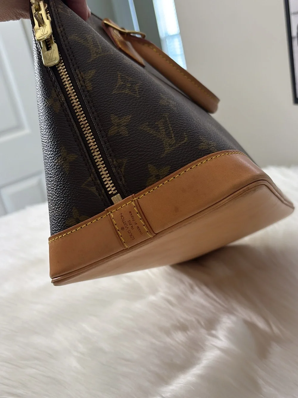 Louis Vuitton Monogram Alma Satchel in Brown and Tan